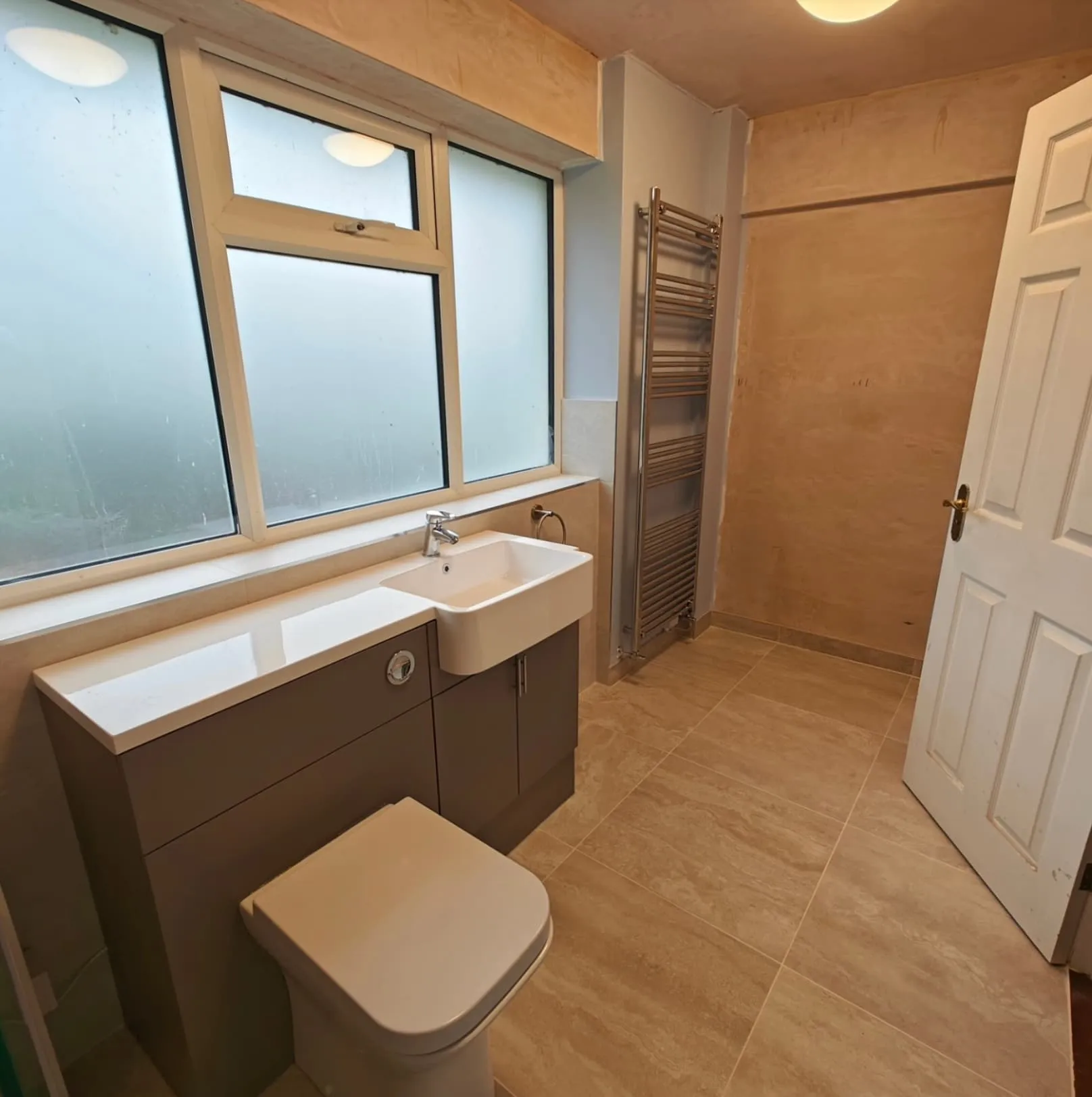 Warm wood bathroom renovation